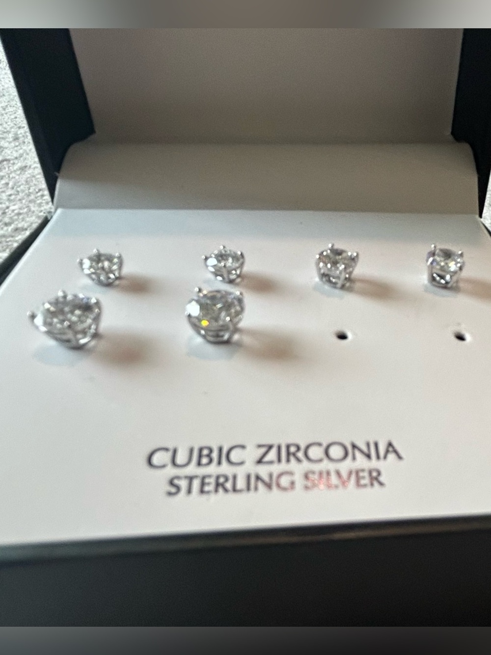 Giani Bernini Sterling Silver Cubic Zirconia Stud Earring Set (One pair missing) - Picture 2 of 5